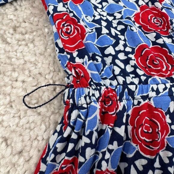 Modcloth Blue Red Floral Roses Surplice Wrap Blouse Top - Picture 5 of 9